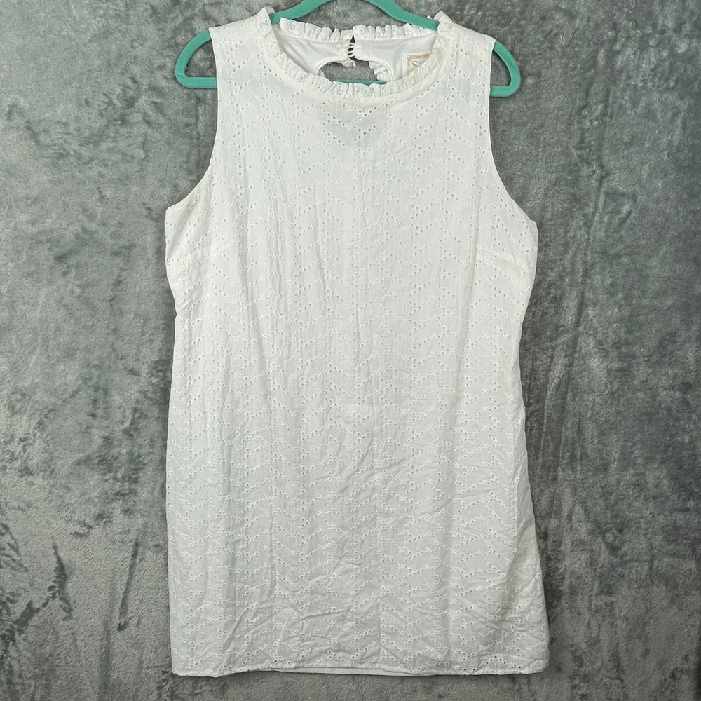 STS Sail to Sable Dress Womens XL white eyelet cotton coastal nautical